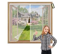 Zanzariera Porta Finestra Scorrevole Bianco 125x135cm Zanzariere a Rullo con Calamita Moschiera Totalmente Magnetica per Porte Finestre Balcone Soggiorno