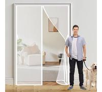Zanzariera Porta Magnetica 105 x 130 cm, Magnetica, Chiusura Automatica, Senza Foratura, Rete Fine, Zanzariere Magnetiche Balcone per Porte, Varie Taglie, Bianco