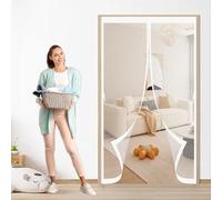Zanzariera Porta Magnetica 105 x 140 cm, Magnetica, Chiusura Automatica, Senza Foratura, Rete Fine, Zanzariera per Finestre per Porta Finestra Balcone, Bianco