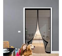 Zanzariera Porta Magnetica 82 x 96 cm, Magnetica, Chiusura Automatica, Senza Foratura, Rete Fine, Zanzariera a Calamita per Porta Finestra Balcone, Nero