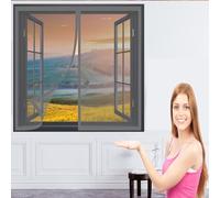 Zanzariera Protezione Dagli Insetti 122 x 132 cm Tenda Totalmente Magnetica Circolazione Dell'Aria Naturale Autoadesivo Zanzariera Zanzariere per Finestre per Finestre Schermo, Grigio