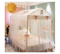 Zanzariera Queen per letto, rete da principessa con luci, 4 supporti angolari per decorazione della camera da letto da favola, ideale per un'esperienza di sonno da sogno
