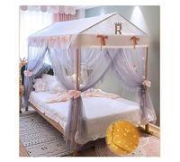 Zanzariera Queen per letto, rete da principessa con luci, 4 supporti angolari per decorazione della camera da letto da favola, ideale per un'esperienza di sonno da sogno