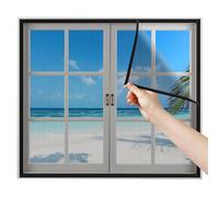Zanzariera Scorrevole Porta Finestra Terrazze 80x130cm Nero Zanzariere per Ingresso Con Telaio Adesiva