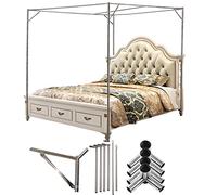 Zanzariera Staffa per letto a baldacchino Telaio in acciaio inossidabile con asta inclinata, asta per appendere ventole, Piedino premistoffa, telaio a T, 25 mm di spessore 4 staffe angolari per letto