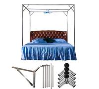 Zanzariera Staffa per letto a baldacchino Telaio in acciaio inossidabile con asta inclinata, asta per appendere ventole, Piedino premistoffa, telaio a T, 25 mm di spessore 4 staffe angolari per letto