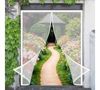 Zanzariera Tenda Magnetica per Porta Balcone 107 x 227 cm Senza Forare Zanzariera Anti Insetti con Adesivo per Porte D'Ingresso, Finestra, Bianco