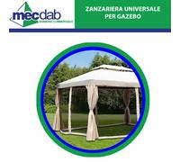 Zanzariera Universale per Gazebo con Zip Metallica Bordo in Tessuto Bianco