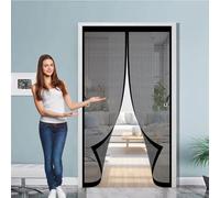 Zanzariere a Calamita 115 x 200 cm, Magnetica, Chiusura Automatica, Senza Foratura, Rete Fine, Zanzariera per Porta con Telaio per Porta Finestra Balcone, Nero