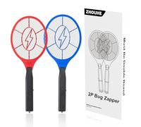 Zanzariere elettrico per zanzare e mosche, confezione da 2 (rosso e blu), alimentazione a batteria, rete protettiva sicura, uso interno ed esterno, batterie non incluse