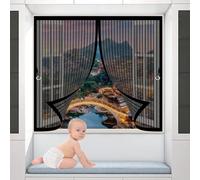 Zanzariere Magnetiche 105 x 105 cm, Magnetica, Chiusura Automatica, Senza Foratura, Rete Fine, Tenda Zanzariera Porta Ingresso per Porte, Varie Taglie, Nero