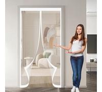 Zanzariere Magnetiche 105 x 105 cm, Magnetica, Chiusura Automatica, Senza Foratura, Rete Fine, Zanzariera Magnetica Porta Magneti per Porta Finestra Balcone, Bianco