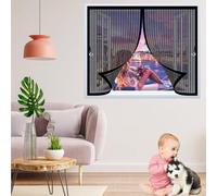 Zanzariere Magnetiche 122 x 128 cm Chiusura Automatica, Non Ho Più Fastidiosi Insetti in Casa - Non Accorciabile Zanzare Calamite Tenda Anti per Tutti I Tipi di Finestre, Nero