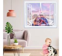 Zanzariere Magnetiche 134 x 126 cm Chiusura Automatica, Non Ho Più Fastidiosi Insetti in Casa - Non Accorciabile Zanzare Calamite Tenda Anti per Tutti I Tipi di Finestre, Bianco