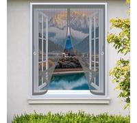 Zanzariere Magnetiche 138 x 100 cm Chiusura Automatica, Anti-Graffio per Gatti, Magneti Più Forti, Mantiene L'Aria Fresca Tenda di Protezione per Tutti I Tipi di Finestre, Grigio