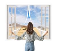 Zanzariere Magnetiche 150 x 150 cm Autoadesiva Tende Resistenti Antizanzare Chiuso Automaticamente Pieghevole per Finestra Esterne Finestra Del Balcone, Bianco