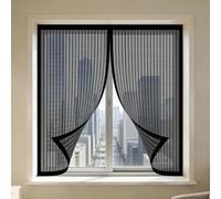 Zanzariere Magnetiche 150 x 150 cm Autoadesiva Zanzariera Finestra Magnetica Chiuso Automaticamente Pieghevole per Tutti Terrazza Porte e Finestre, Nero