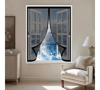 Zanzariere Magnetiche 150 x 150 cm Chiusura Automatica, Non Ho Più Fastidiosi Insetti in Casa - Non Accorciabile Zanzariera Finestra Tenda per Tutti I Tipi di Finestre, Nero