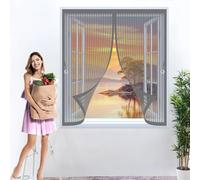Zanzariere Magnetiche 155 x 147 cm Chiusura Automatica, Non Ho Più Fastidiosi Insetti in Casa - Non Accorciabile Zanzare Calamite Tenda Anti per Tutti I Tipi di Finestre, Grigio