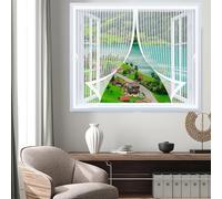 Zanzariere Magnetiche 64 x 59 cm Chiusura Automatica, Non Ho Più Fastidiosi Insetti in Casa - Non Accorciabile Tenda Zanzariera Finestre per Tutti I Tipi di Finestre, Bianco