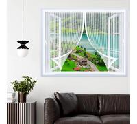 Zanzariere Magnetiche 85 x 115 cm Chiusura Automatica, Anti-Graffio per Gatti, Magneti Più Forti, Mantiene L'Aria Fresca Tenda di Protezione per Tutti I Tipi di Finestre, Bianco