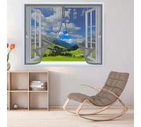 Zanzariere Magnetiche 96 x 72 cm Chiusura Automatica, Non Ho Più Fastidiosi Insetti in Casa - Non Accorciabile Zanzariere Finestra Magnetica per Tutti I Tipi di Finestre, Grigio