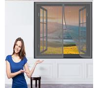 Zanzariere Magnetiche per Finestre 114 x 116 cm Traspirante Tenda Zanzariere Facile da Installare Porta Zanzariera Magnetica Tenda Anti-Insetti per Interni Ed Esterni, Grigio