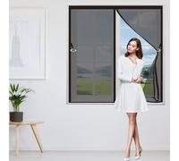 Zanzariere Magnetiche per Finestre 84 x 84 cm Zanzariera con Magneti Apertura e Chiusura Silenziosa Resistente Traspirante Senza Foratura Non Accorciabile, Nero