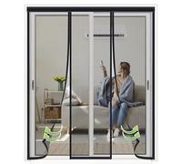 Zanzariere per Finestre Con Telaio 145x200cm Nero Zanzariera Magnetica Porta Anti-gatto Tenda Magnetica Si Impedisce agli Insetti