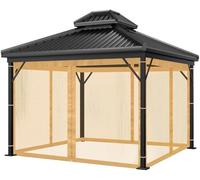 Zanzariere per Gazebo 3 * 3m, 4 Pannelli Tende Zanzariera di Ricambio Universale tenda con Cerniera e Chiusura a Strappo, Anti Vespe per patio, giardino, gazebo (solo zanzariera) (kaki, 10 * 12ft)