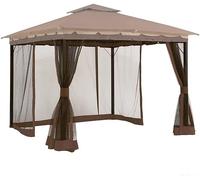 Zanzariere per Gazebo 3 * 3m, 4 Pannelli Tende Zanzariera di Ricambio Universale tenda con Cerniera e Chiusura a Strappo, Anti Vespe per patio, giardino, gazebo (solo zanzariera) (caffè, 10 * 12ft)