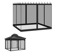 Zanzariere per Gazebo 3 * 3m, 4 Pannelli Tende Zanzariera di Ricambio Universale tenda con Cerniera e Chiusura a Strappo, Anti Vespe per patio, giardino, gazebo (solo zanzariera) (nero, 10 * 10ft)