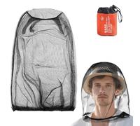 Zanzariere per la testa, zanzariera per la testa, protezione da mosche e insetti per campeggio, escursionismo, pesca, giardinaggio, safari, adatta a tutti i cappelli per uomo e donna (nero)