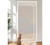 Zanzariere per porte e finestre, reti metalliche, Porta a rete for gatti con chiusura a cerniera, rete spessa nano bianca, diverse misure(B,90x200cm)