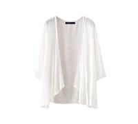 ZANZEA Donna Cardigan Estivo Casual Bianca Camicetta Maniche 3/4 in Tinta Unita Scialle Corto Cardigan Spiaggia Top 03-Bianco L