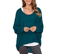 ZANZEA Donna Maglia Manica Lunga Maglione Asimmetrico Pullover Camicetta Maglietta Superiore Ciano-Blu 2 EU 48/Asia 2XL