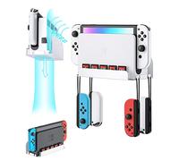 ZAONOOL Supporto da parete per Nintendo Switch 1 e Switch OLED, kit di montaggio a parete in metallo con 5 supporti per carte da gioco e 4 ganci Joy Con, per riporre in modo sicuro la console degli
