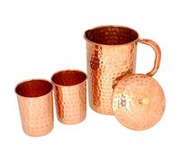 Zap Impex Brocca in rame martellato con 2 bicchieri per la salute, 1600 ml