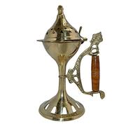 Zap Impex - Bruciatore a carbone di incenso lungo in ottone massiccio stile loto (17 cm)