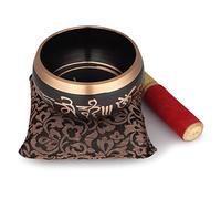 Zap Impex ® - Campana tibetana per meditazione, con scritta Om Mani, con cuscino, grande 10 cm, colore nero