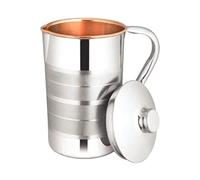 Zap impex Lussuosa brocca per acqua in rame e acciaio inox interno in puro rame 1600 ml per servire stoviglie per la casa e la cucina