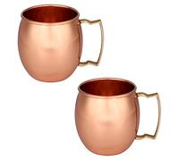 Zap Impex Moscow Mule - Set di 2 tazze in rame massiccio 100% fatto a mano in puro rame alimentare - 16 oz di alta qualità per cocktail in vetro di rame