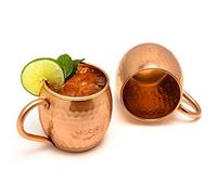 Zap Impex Moscow Mule - Set di 2 tazze in rame massiccio al 100%, realizzate a mano, per alimenti, in puro rame, 16 oz