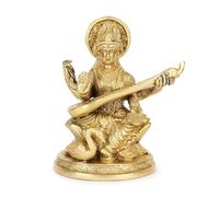 Zap Impex Ottone Saraswati Idol Saraswati Göttin Statua seduto su Lotus per Home Puja Tempel