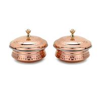 Zap Impex Set di 2, Set da tavola in rame Ciotola da portata indiano Serveware Handi Set, n.2 (15 cm)