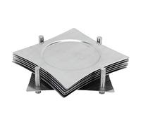 Zap Impex Set di 6 sottobicchieri quadrati con supporto in acciaio inossidabile per evitare macchie e graffi da succhi, bicchieri, barrette, tazze da caffè, tazze