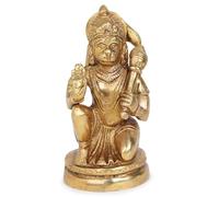 Zap Impex Statua della benedizione Hanuman realizzata a mano in ottone - Idol di Lord Hanuman come decorazione per casa, tempio o ufficio, finitura oro antico