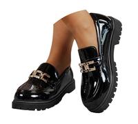 Zapatos Casuales de Moda sin Cordones, Punta Redonda, Tacón Bajo, con Diamantes de imitación, cómodos para caminar a diario. (a-Black, 38)