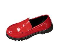 Zapatos Casuales sin Cordones, Punta Redonda, Tacón Bajo, mocasines planos de Moda para Trabajo, Calzado cómodo para caminar (b-Red, 37)