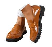 Zapatos Casuales sin Cordones, Punta Redonda, Tacón Bajo, mocasines planos de Moda para Trabajo, Calzado cómodo para caminar (b-Brown, 42)